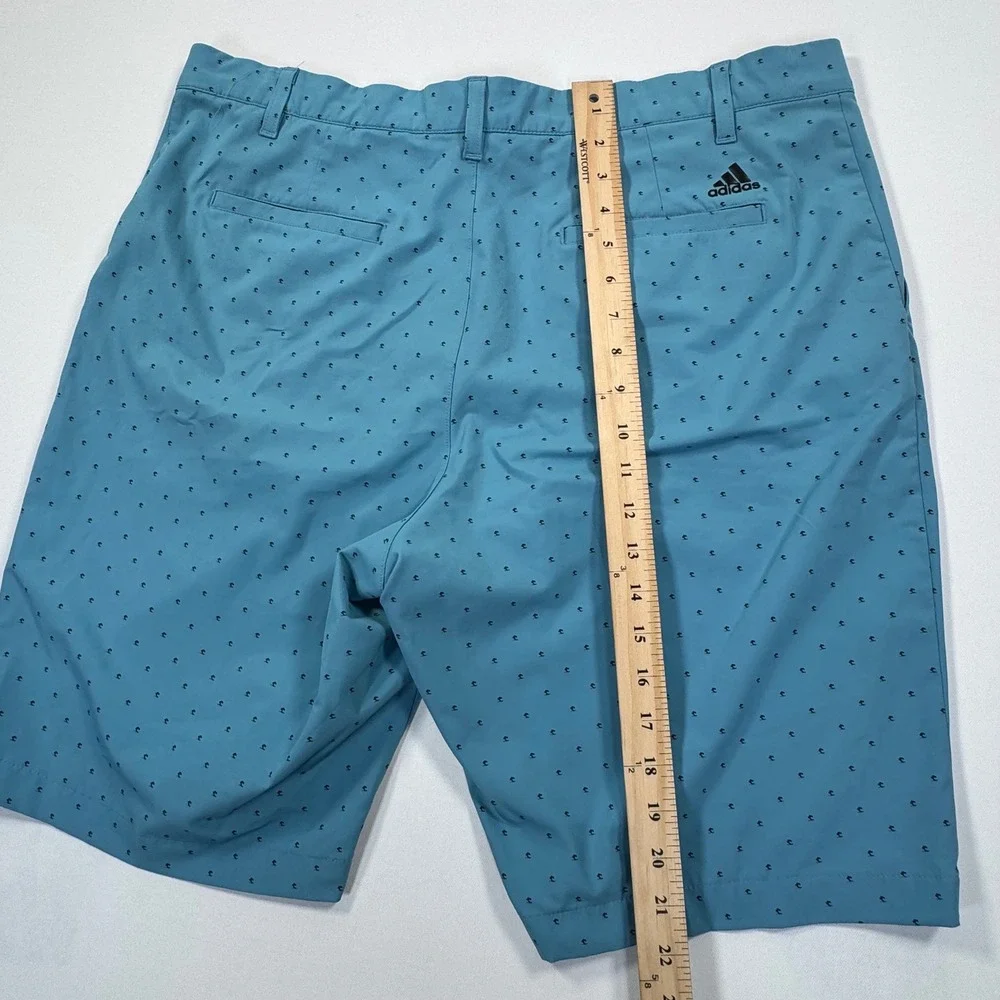 Adidas Primegreen Mens Golf Shorts 38 Teal Blue Palm Tree Print Performance